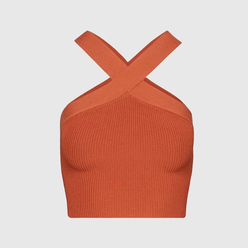 VANN - Top Para Mujer Halter Crop Top Naranja