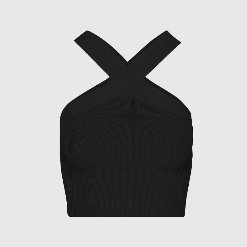 VANN - Top Para Mujer Halter Crop Top Negro