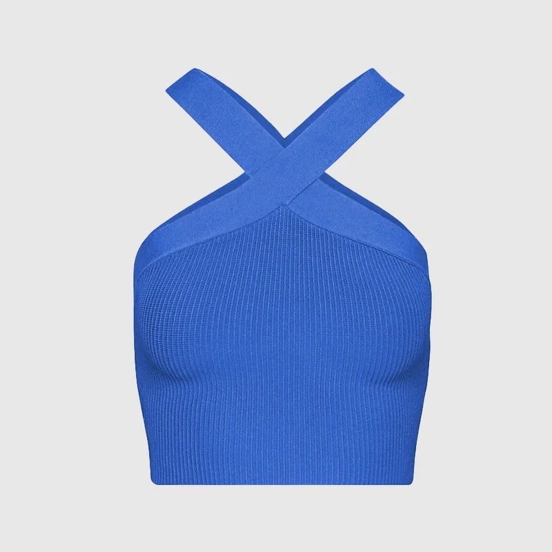 VANN - Top Para Mujer Halter Crop Top Azul