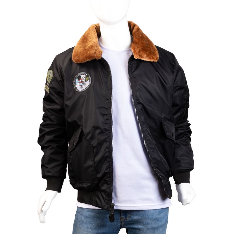 ALMA DE AVIADOR - Chaqueta Nylon Cuello Ovejo Hércules Negro Alma de Aviador
