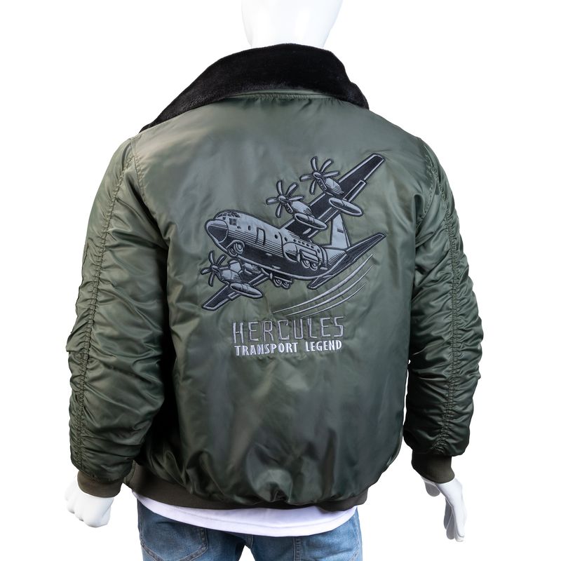 ALMA DE AVIADOR - Chaqueta Nylon Cuello Ovejo Hércules Verde Alma de Aviador