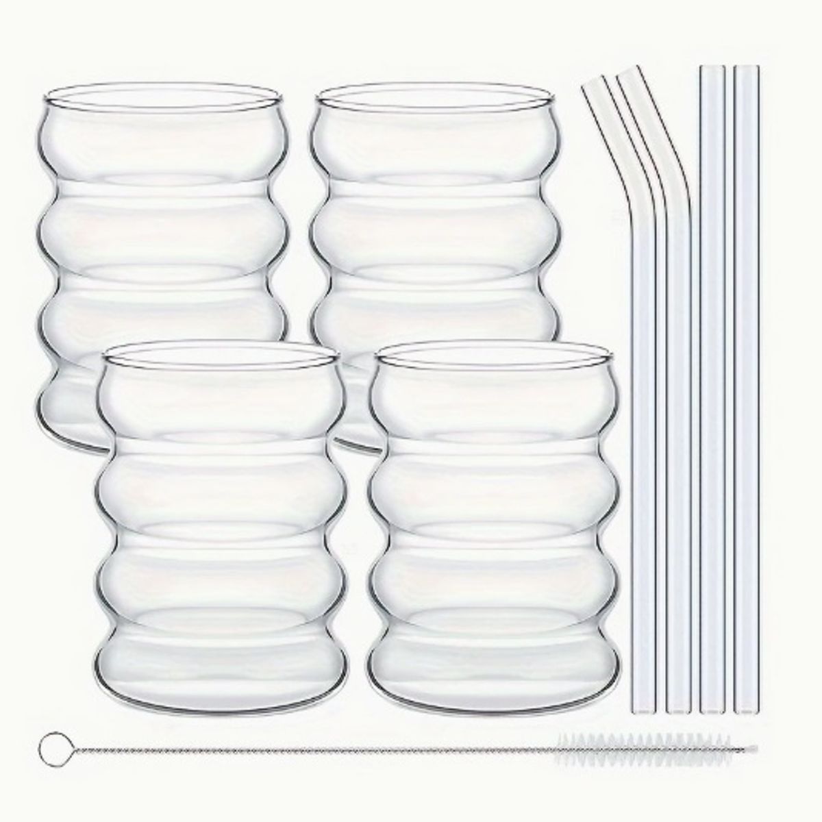 GENERICO - Vaso de vidrio en espiral con pajita 4