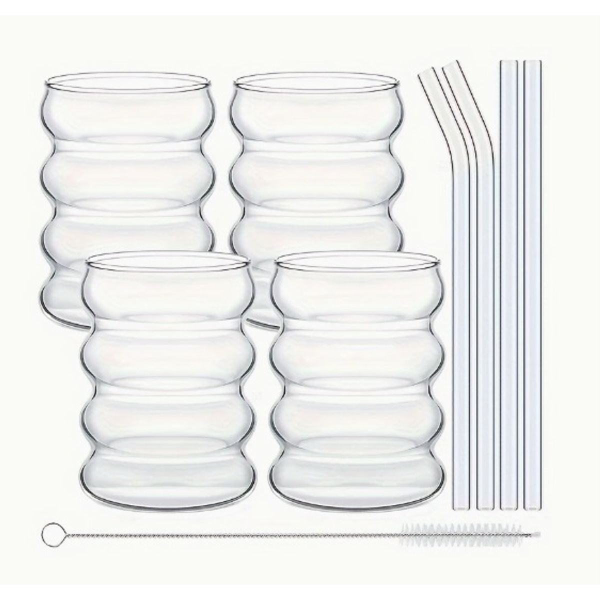 GENERICO - Vaso de vidrio en espiral con pajita 4