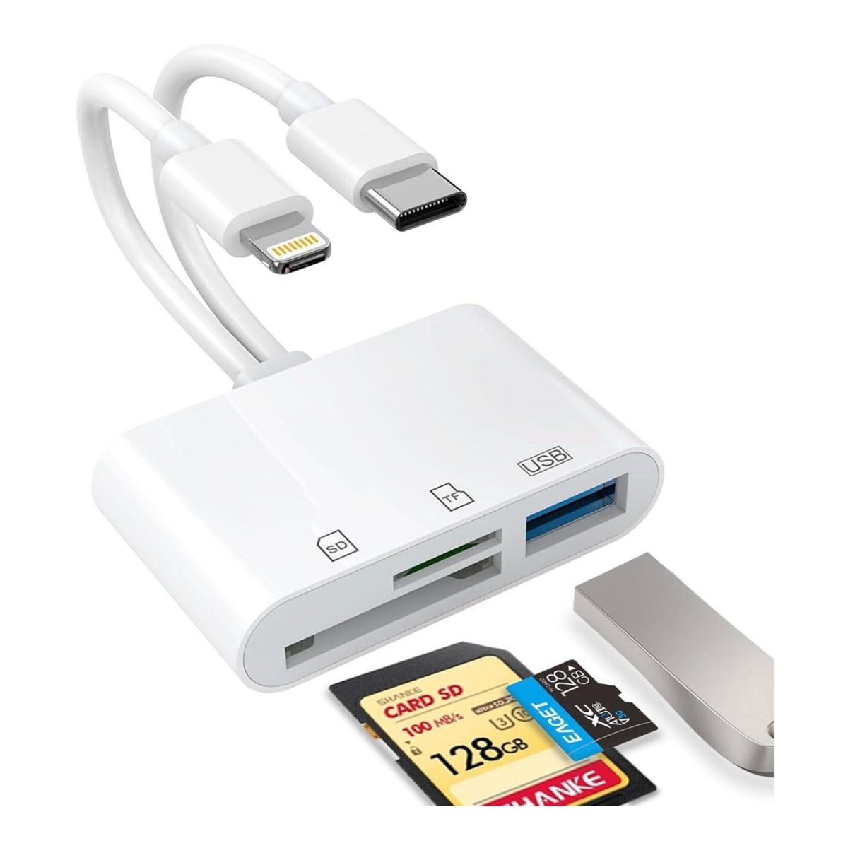 GENERICO - Lector de SD para iPhone USB C y Lightning