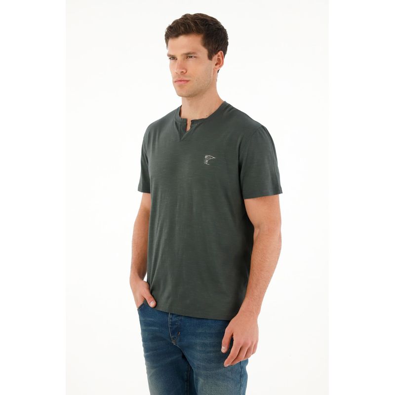 TENNIS - Camiseta azul con bordado decorativo para hombre