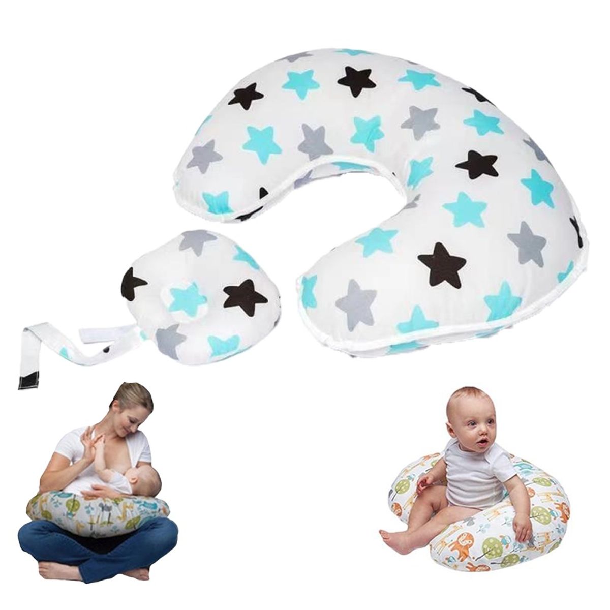 BOOGY - Almohada Cojín de lactancia materna multiusos Coronados