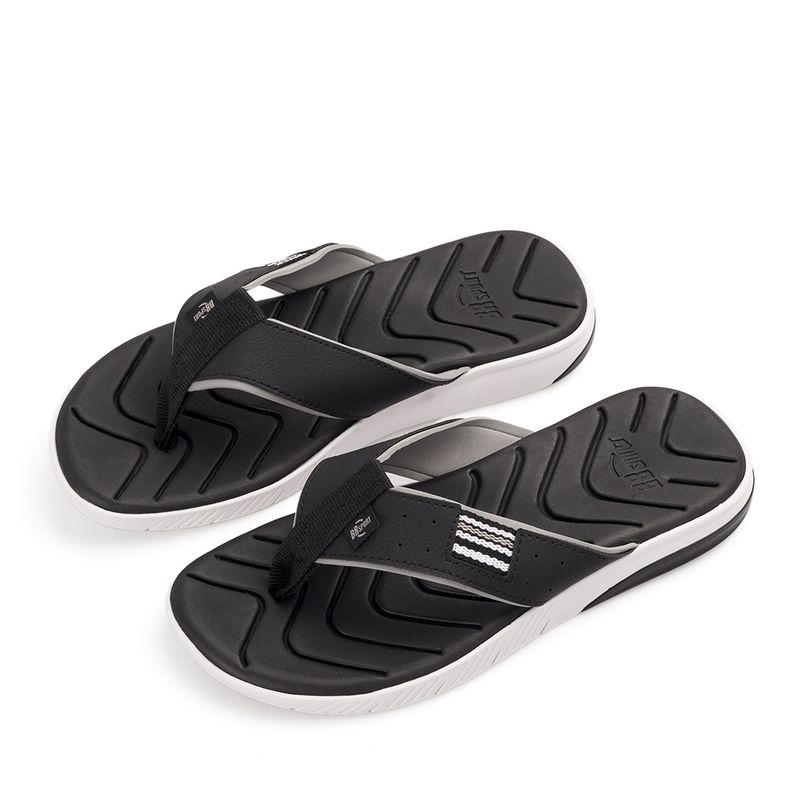 BEIRA RIO - SANDALIA PLANA NEGRO BLANCO BR SPORT