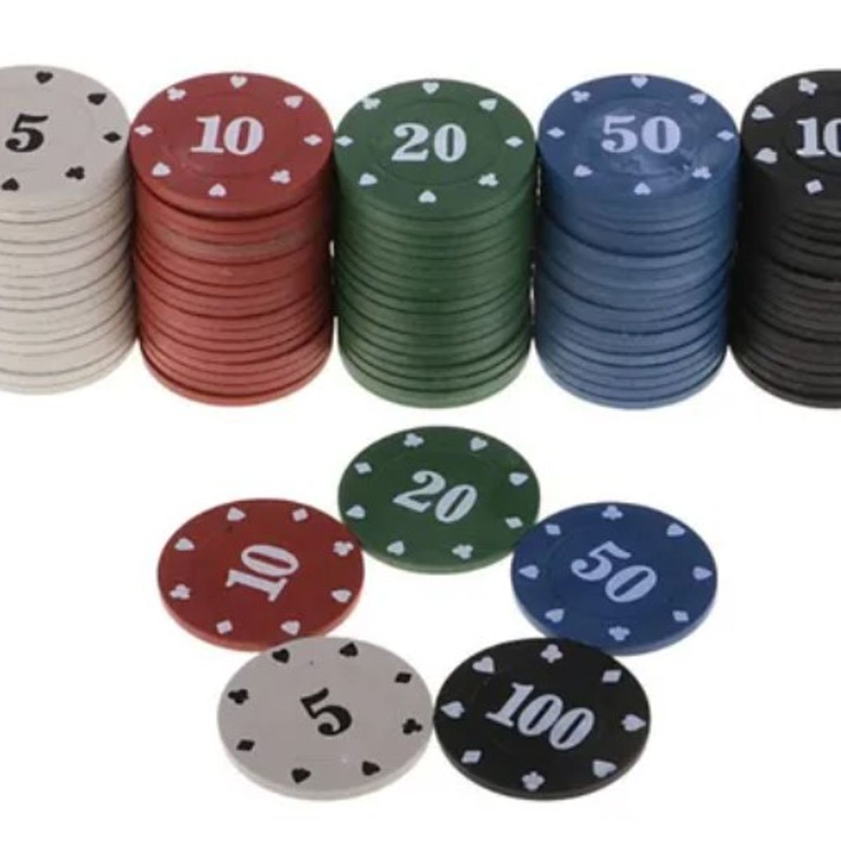 GENERICO - Set Fichas Poker Profesional Recreativo 50 Fichas Casino