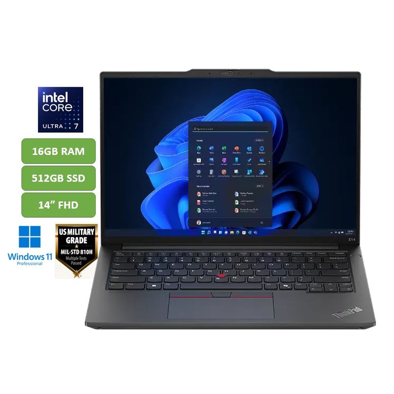 LENOVO - PORTATIL LENOVO THINKPAD / CORE ULTRA 7 155H / 16GB RAM / 512GB SSD / 14" WUXGA / WIN 11 PRO