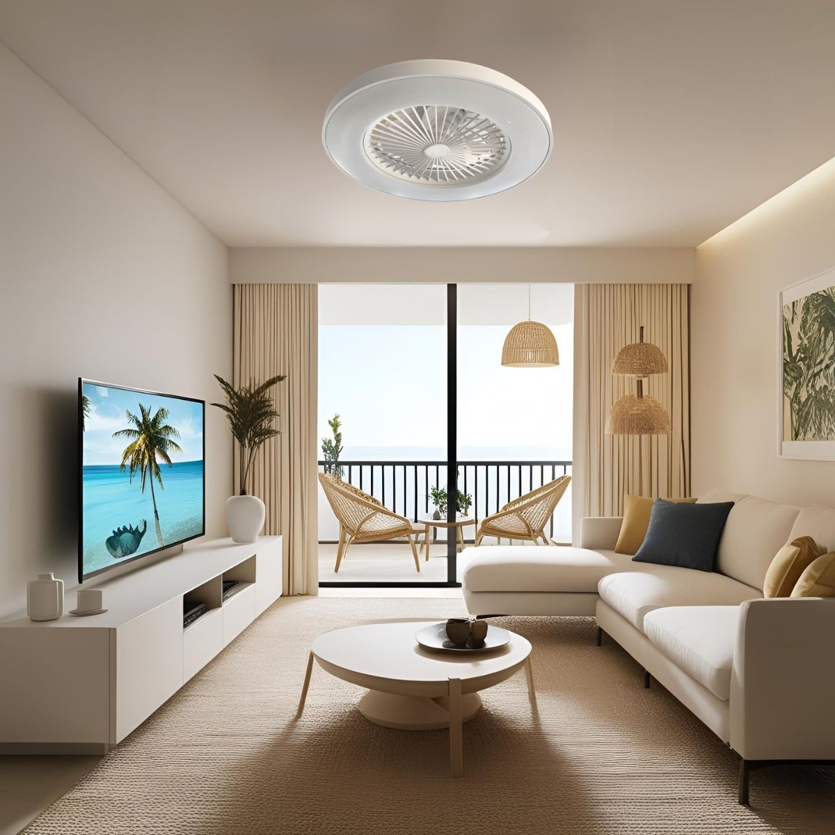 LE CAPRICE - Ventilador de techo con luz led blanco con control remoto