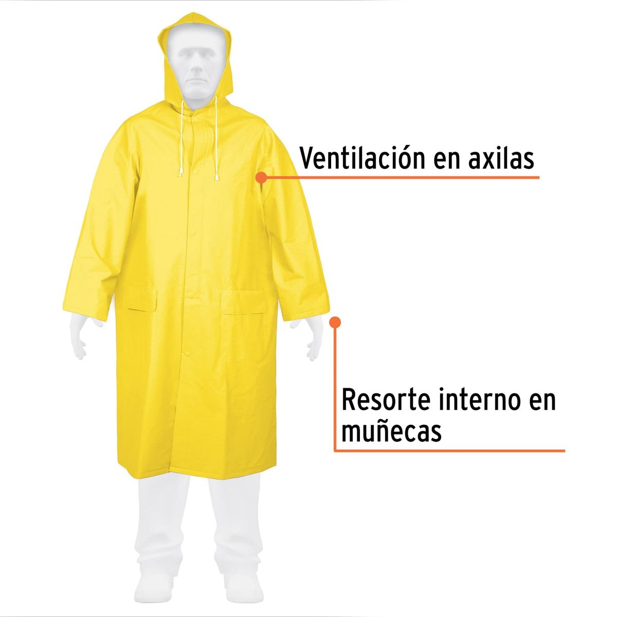 TRUPER - Capa Impermeable Amarilla De Pvc Con Capucha Talla Xl Truper