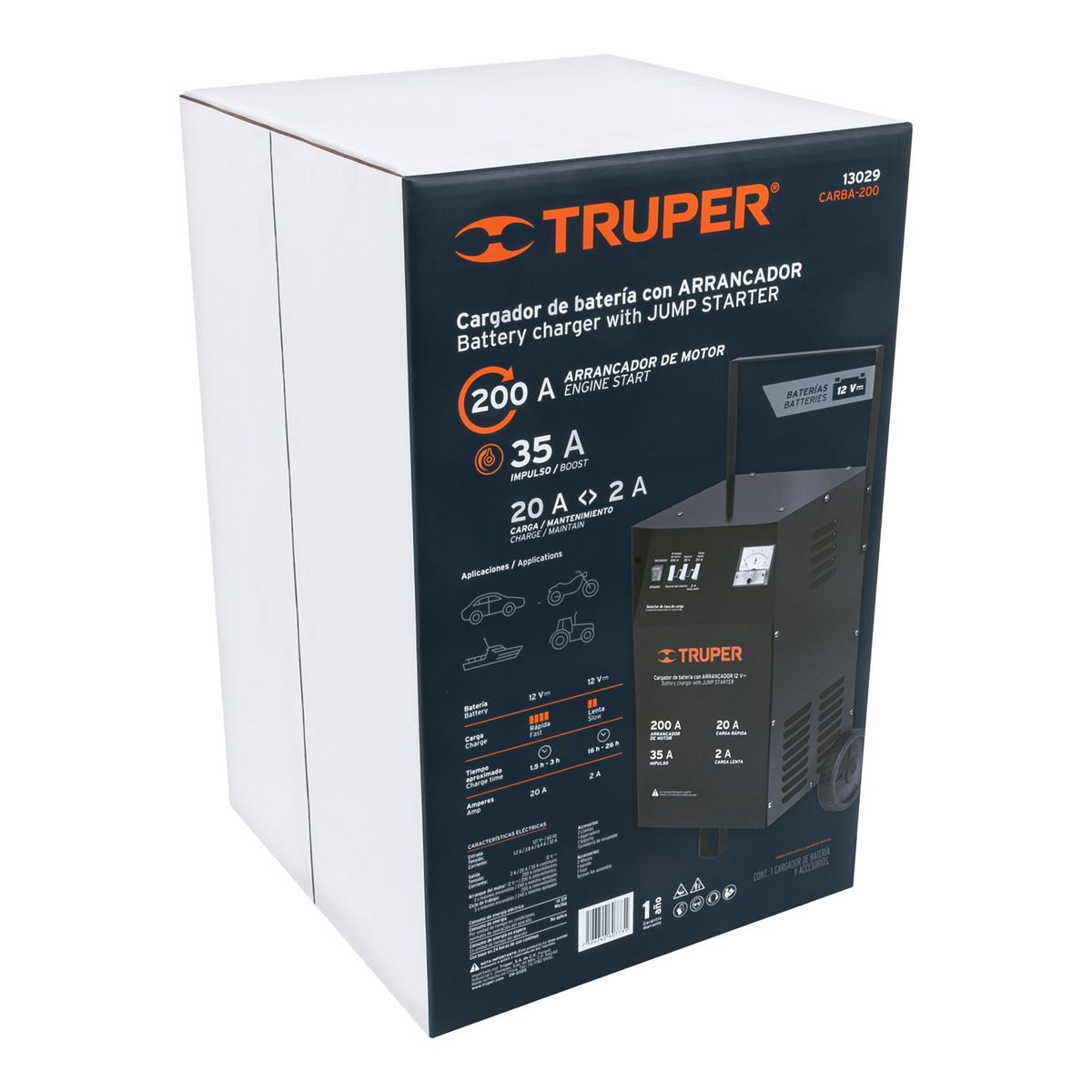 TRUPER - Cargador De Baterías 12 V 200 A Con Carga Rápida Y Lenta Truper