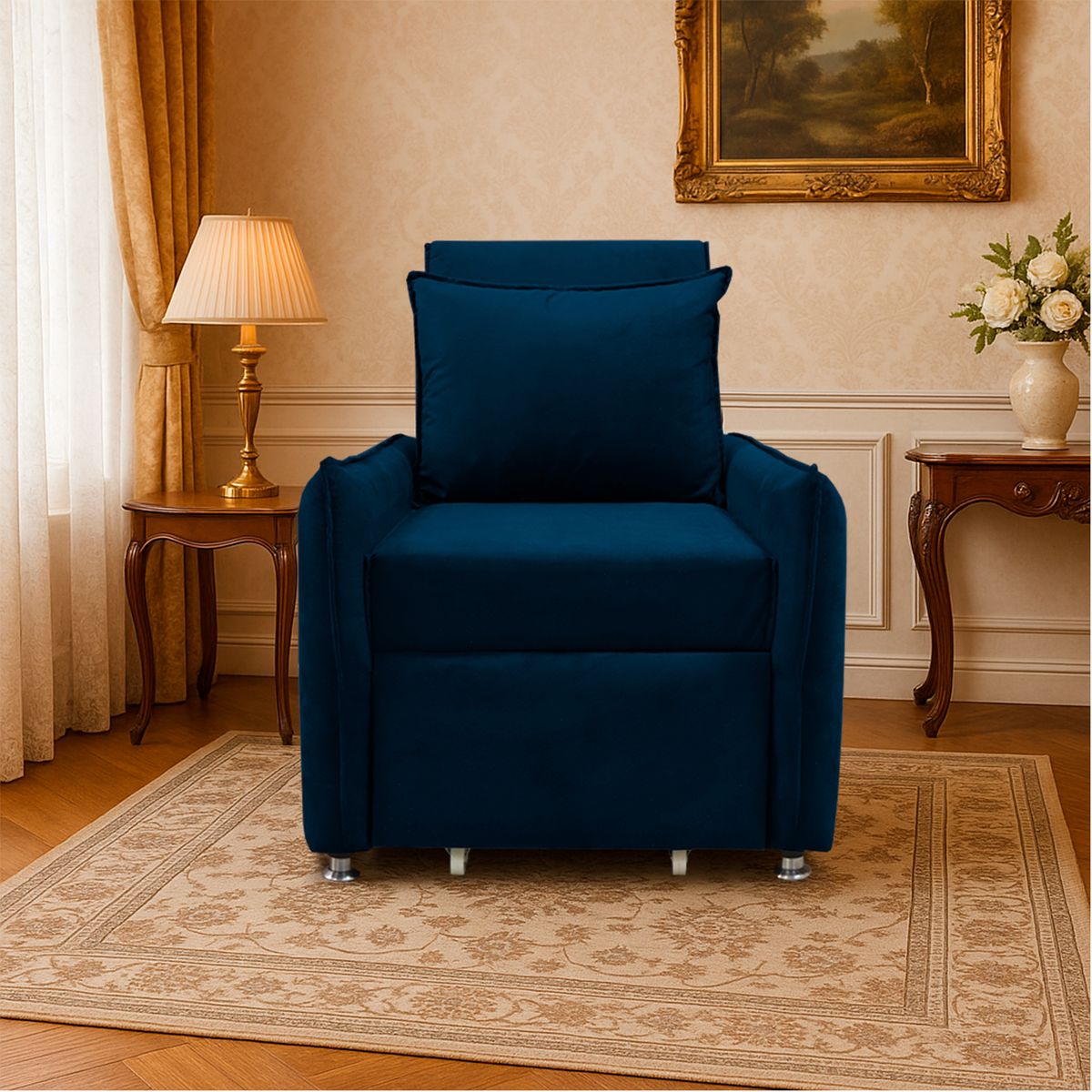 GENERICO - Silla Napoli Multifuncional Reclinable Azul Petroleo