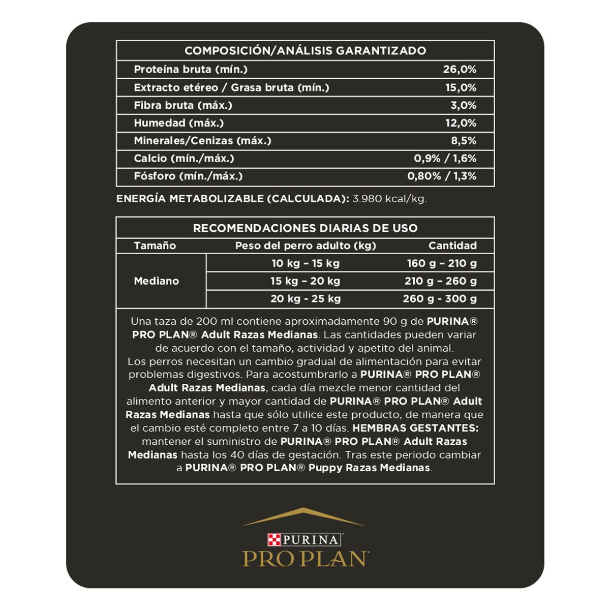 PRO PLAN - Proplan Perros Adultos Razas Medianas y Grandes – 3 kg