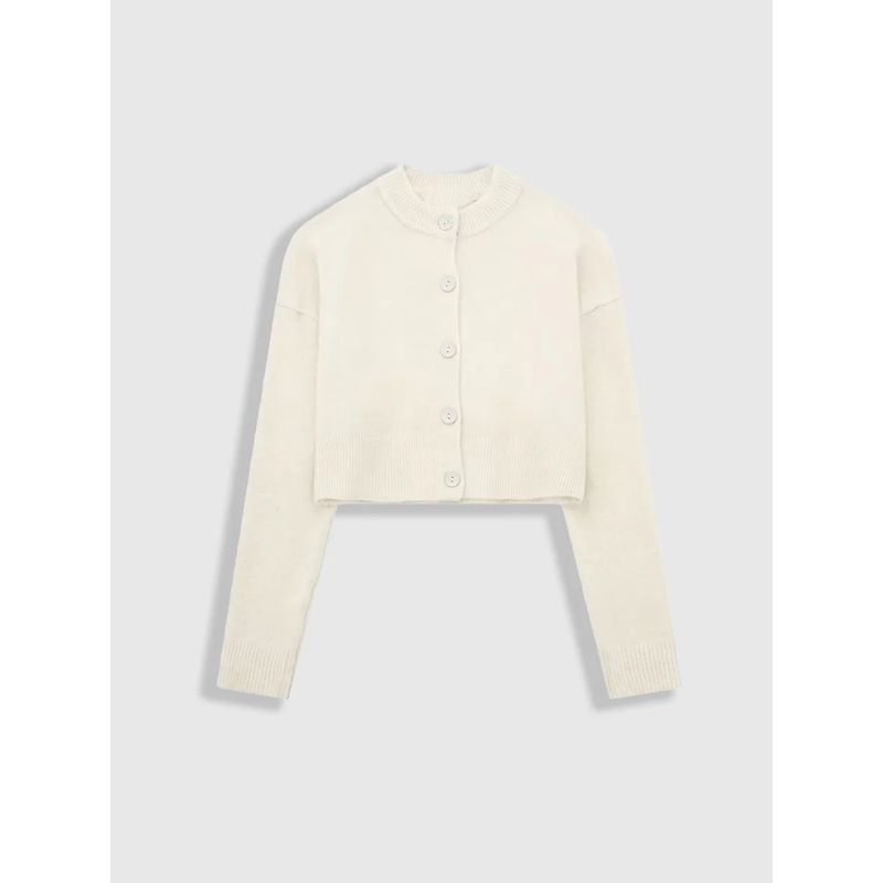VANN - Sweater Knit Cardigan Para Mujer Marfil