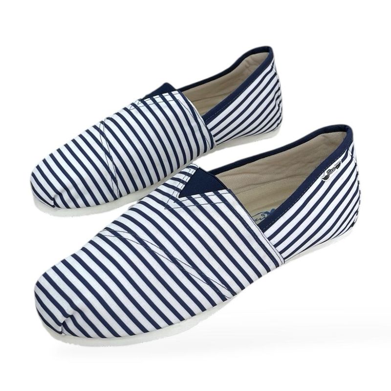 XIAN SHOES - Alpargata clasica hombre rayas azul 25