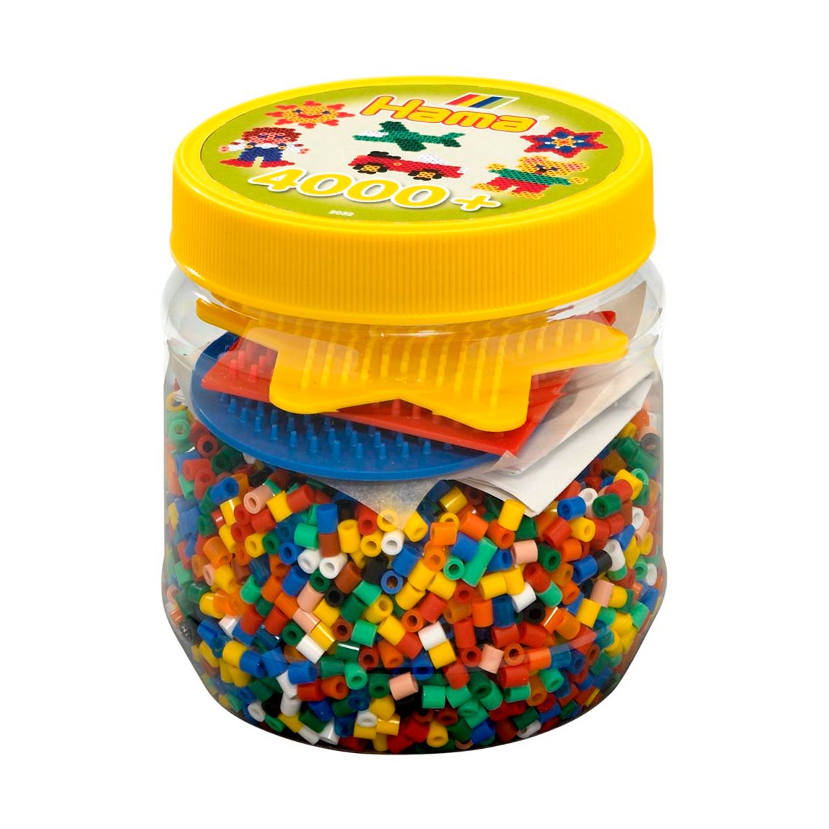 HAMA - Kit Hama Beads Midi Bote de 4000 Unid + Placas Amarillo