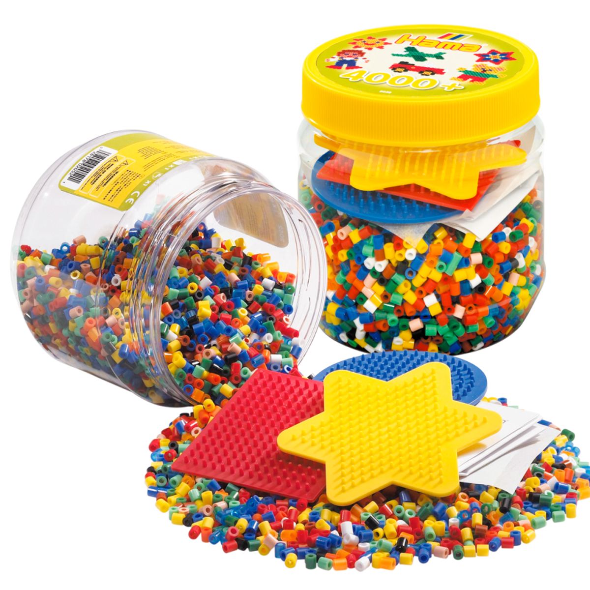HAMA - Kit Hama Beads Midi Bote de 4000 Unid + Placas Amarillo