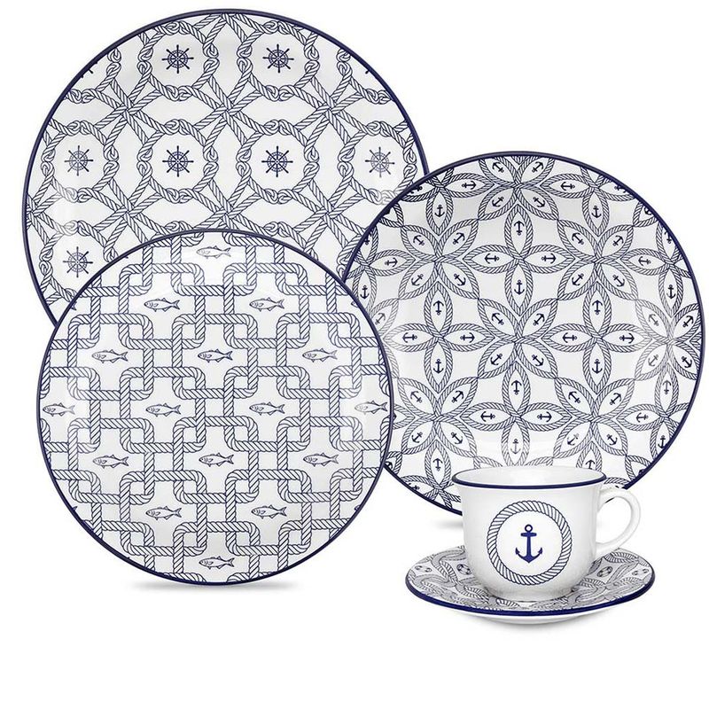 OXFORD - VAJILLA CERAMICA 20 PZAS 4 PTOS NAUTICO