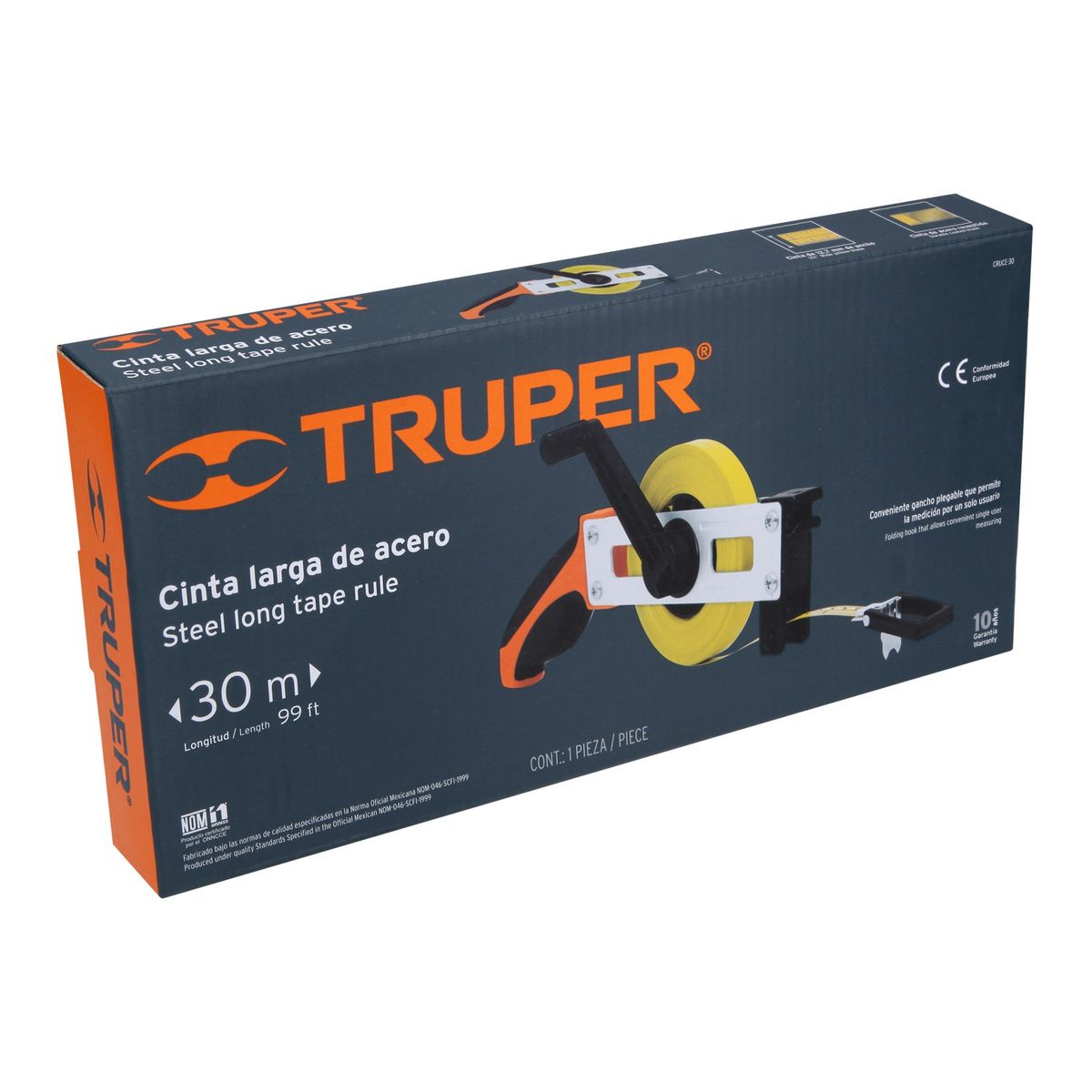 TRUPER - Cinta Métrica O Decámetro Metálico De 30 Metros Tipo Cruceta Truper