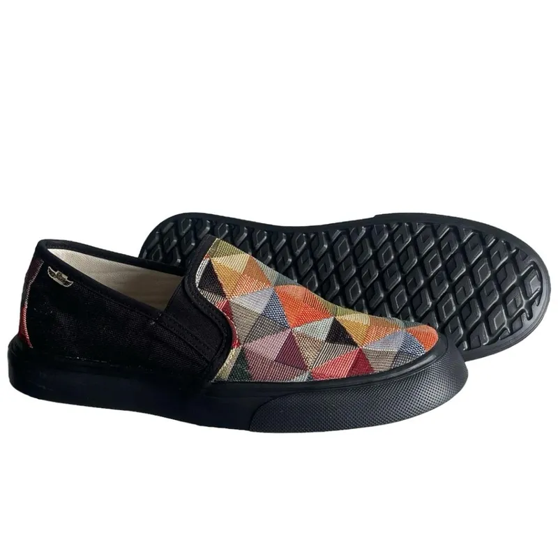 XIAN SHOES - mocasine hombre etnia negro suela negra 25