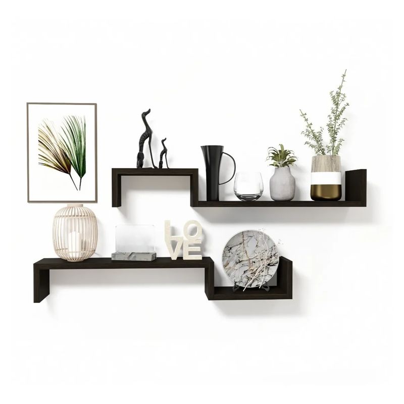 GENERICO - Promoción! - Set 2 Repisas Flotantes S-02, Decoración Moderna, Wengure