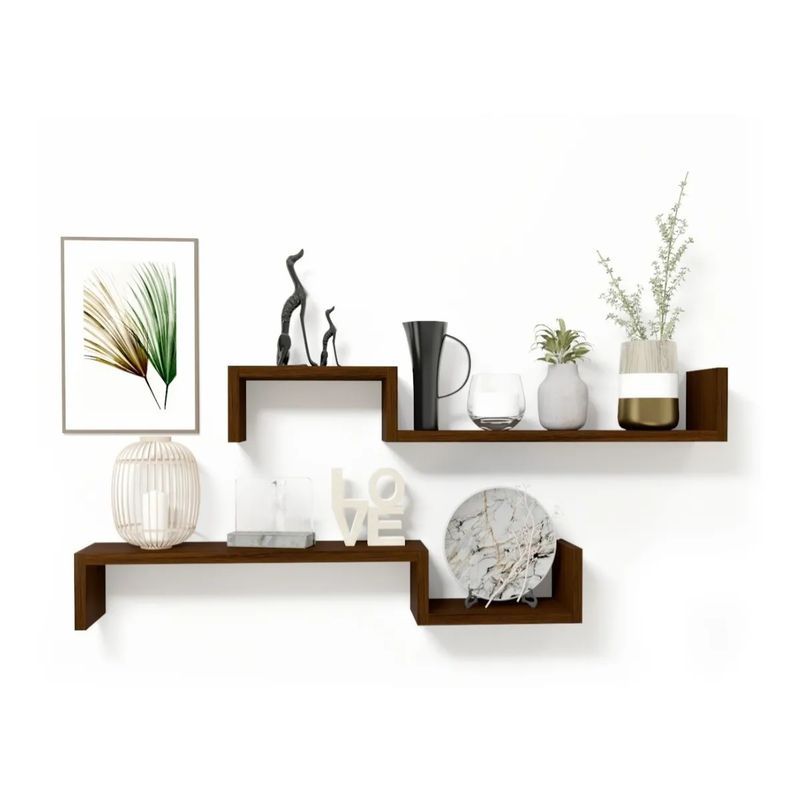 GENERICO - Promocion! - Set 2 Repisas Flotantes S-02 - Decoración Moderna, Cedro