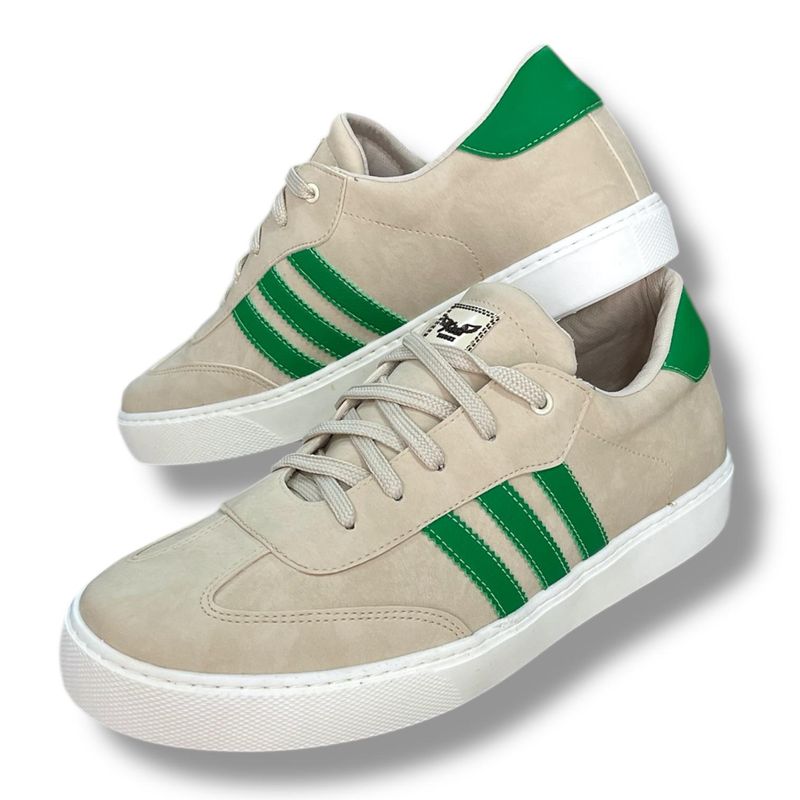 XIAN SHOES - mocasin hombre cordones beige lineas verde limon 25