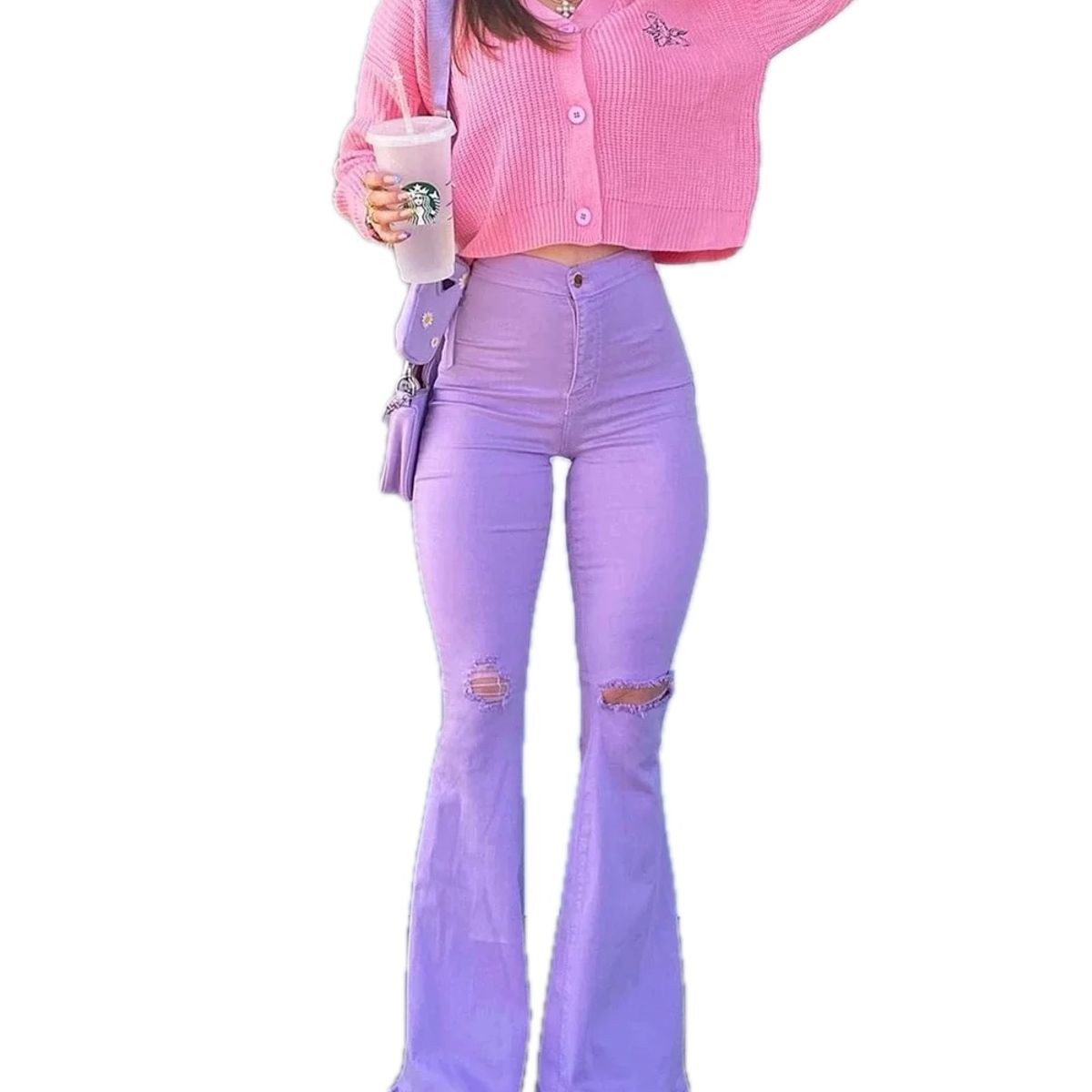 VANN - Jeans Acampanado Para Mujer Morado