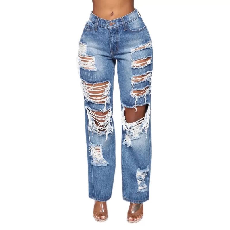 GENERICO - Jeans Desgastado Para Mujer Azul