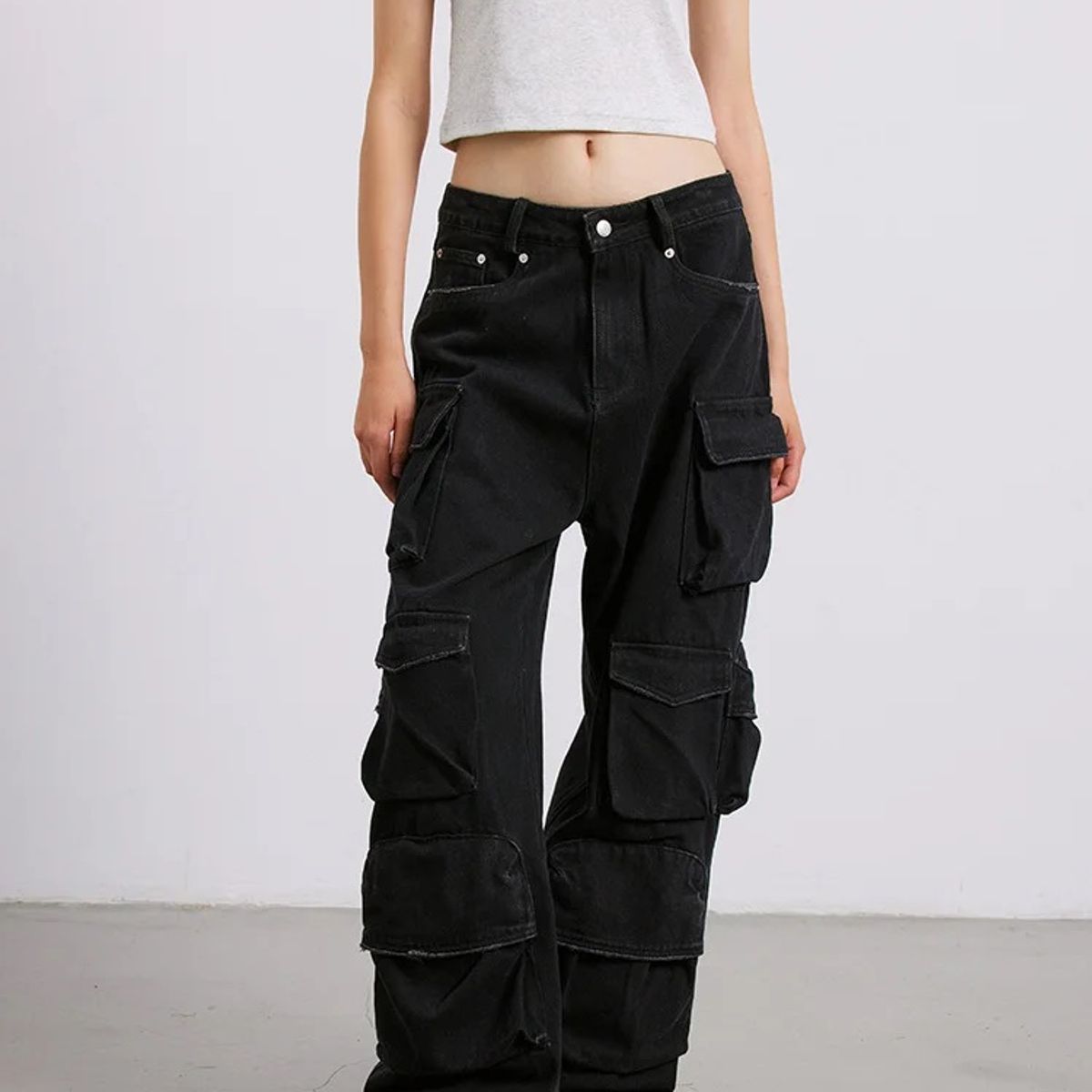 VANN - Jean Cargo Baggy Unisex Negro