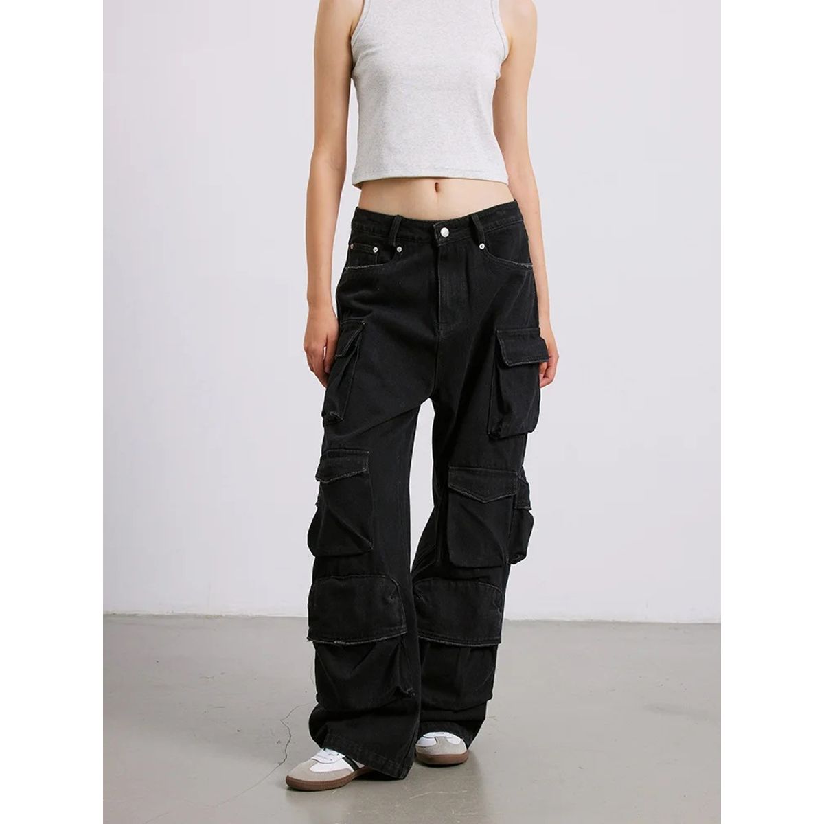 VANN - Jean Cargo Baggy Unisex Negro