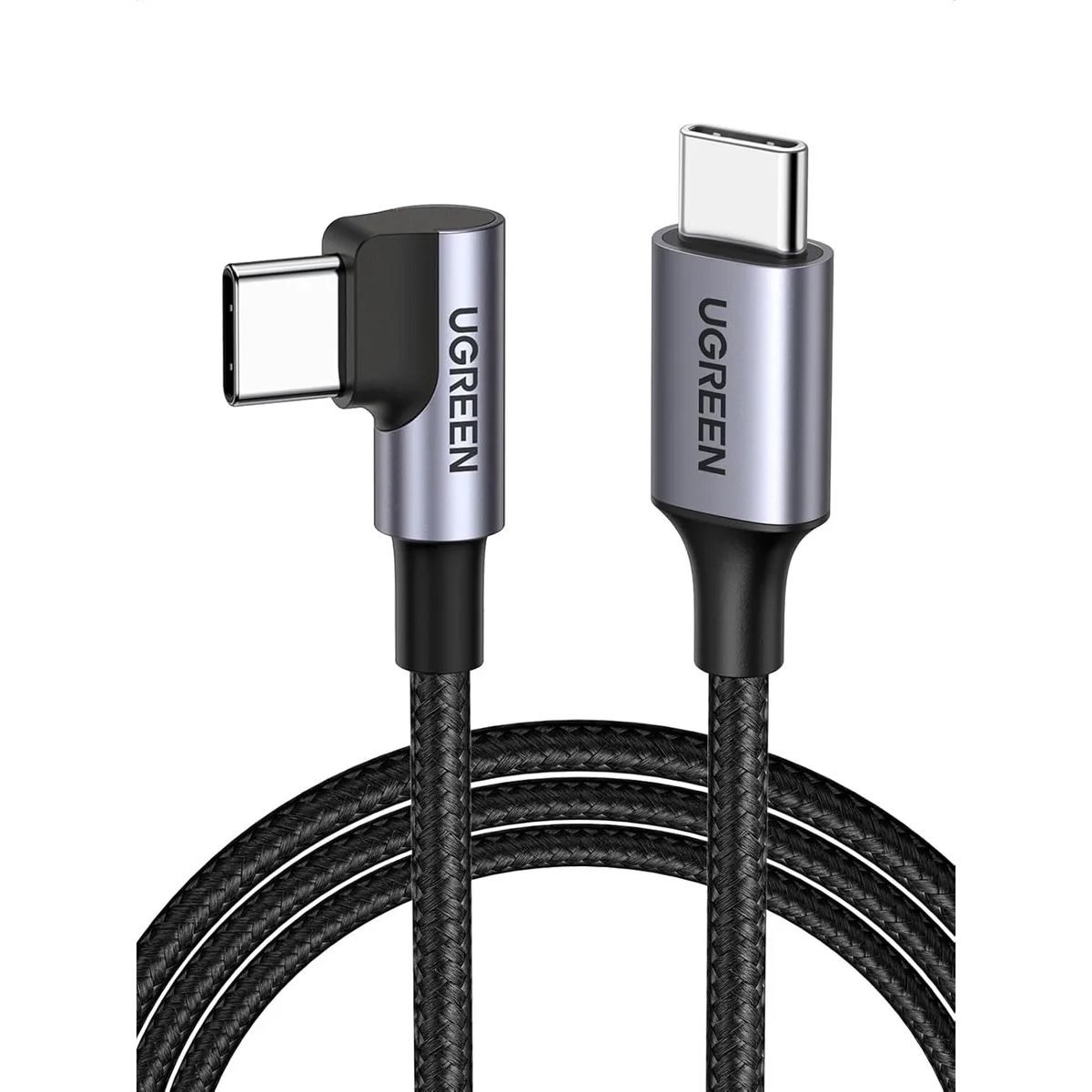 UGREEN - Cable Usb C 60w Ugreen Angulo 90 Nylon 2m Carga Rapida