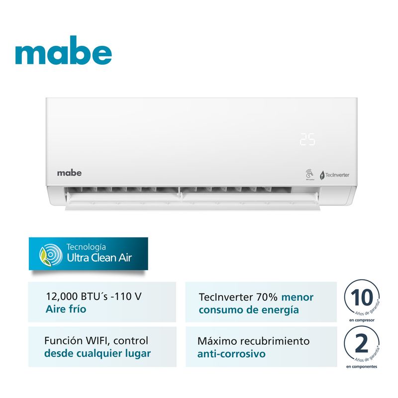 MABE - Aire Acondicionado Inverter 12000BTU Mabe MMI12CABWCCBC1