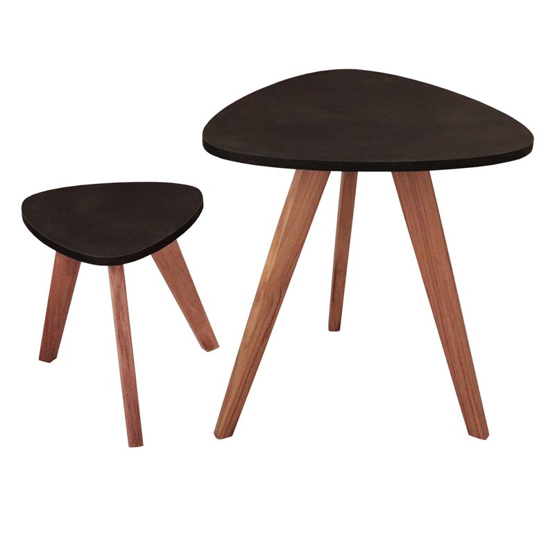 GENERICO - Mesa Auxiliar Escandinava Triangular - Set X 2 - Pequeña & Grande