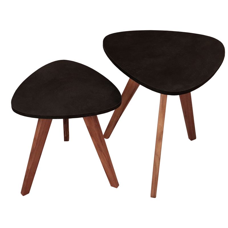 GENERICO - Mesa  Auxiliar Escandinava Triangular - Set X 2 - Mediana & Grande