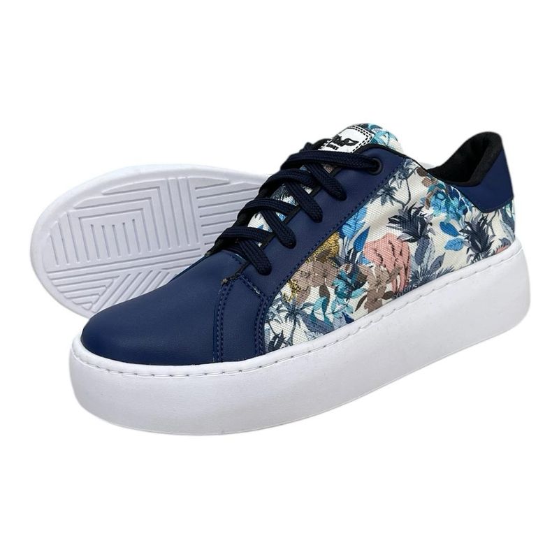 XIAN SHOES - mocasin cordon mujer africa azul suela alta 25