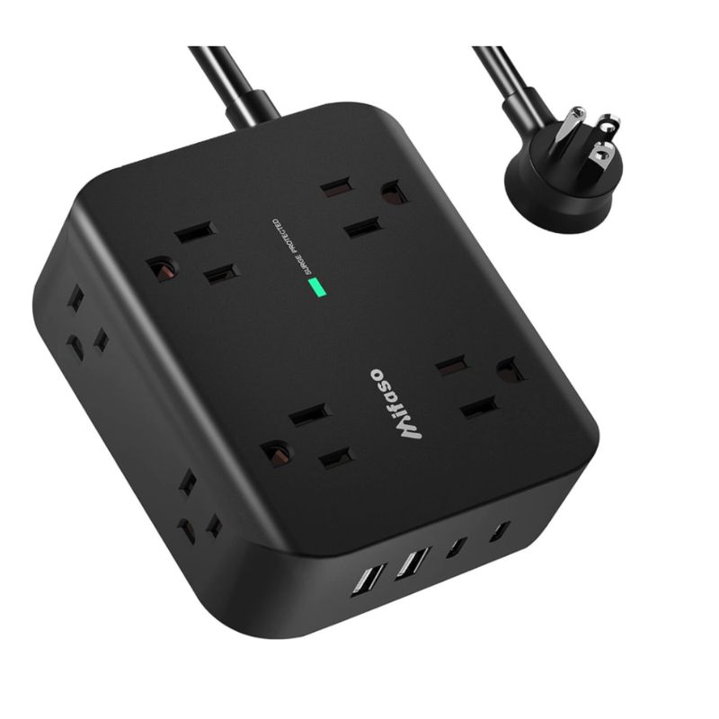 GENERICO - Regleta Protectora De Sobretensiones, 8 Tomas, 2 Usb 2 Usbc