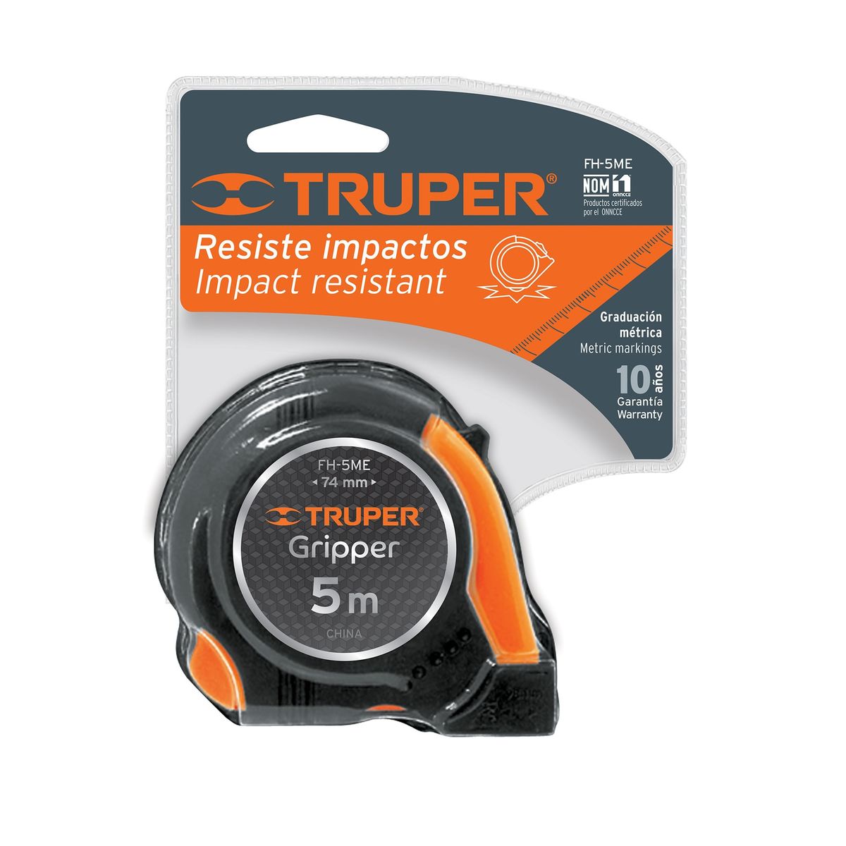 TRUPER - Flexómetro Gripper De 5 Metros Anti-impacto Uso Profesional Truper