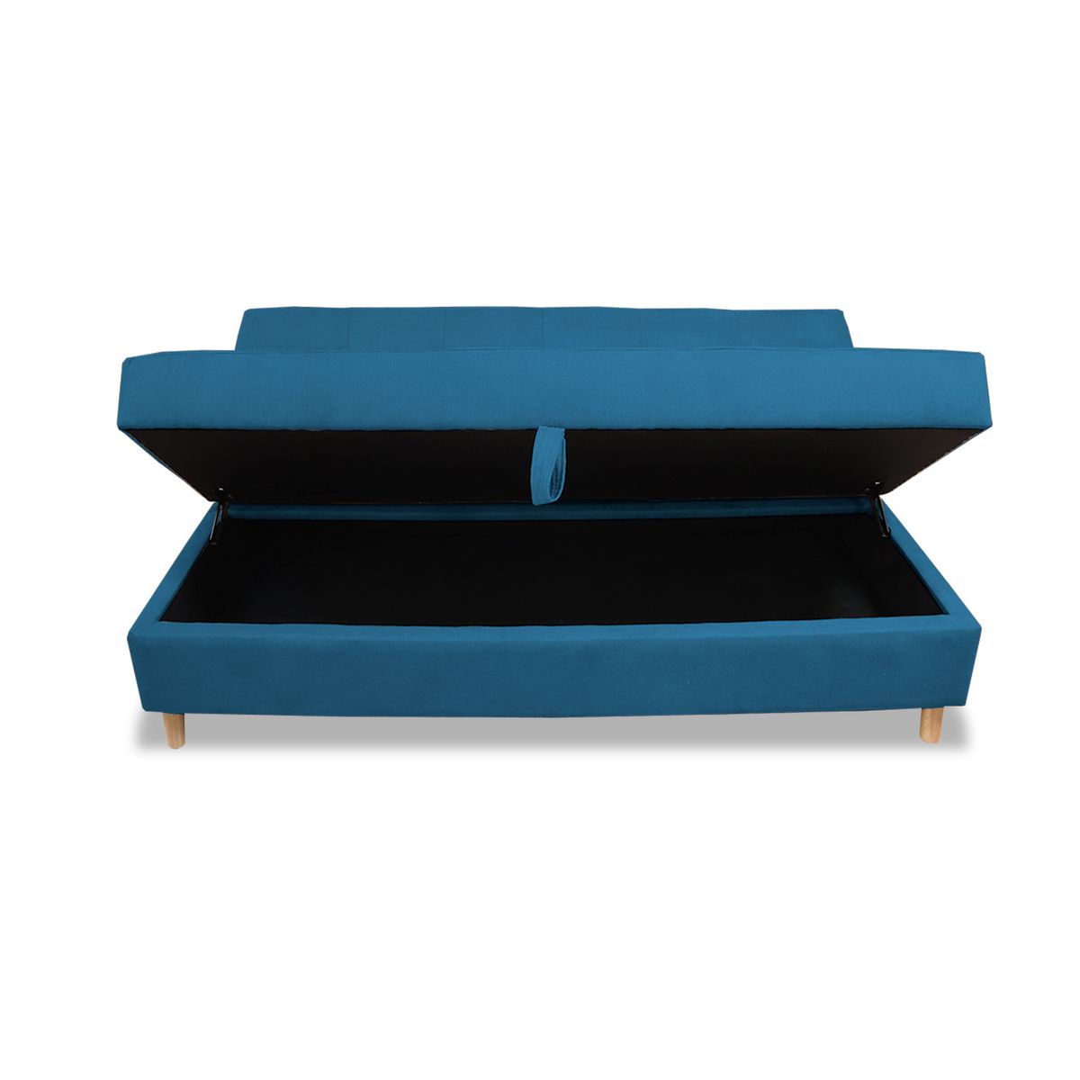 GENERICO - Sofacama Baul Lugano 3 Posiciones Azul Petroleo + Cojines