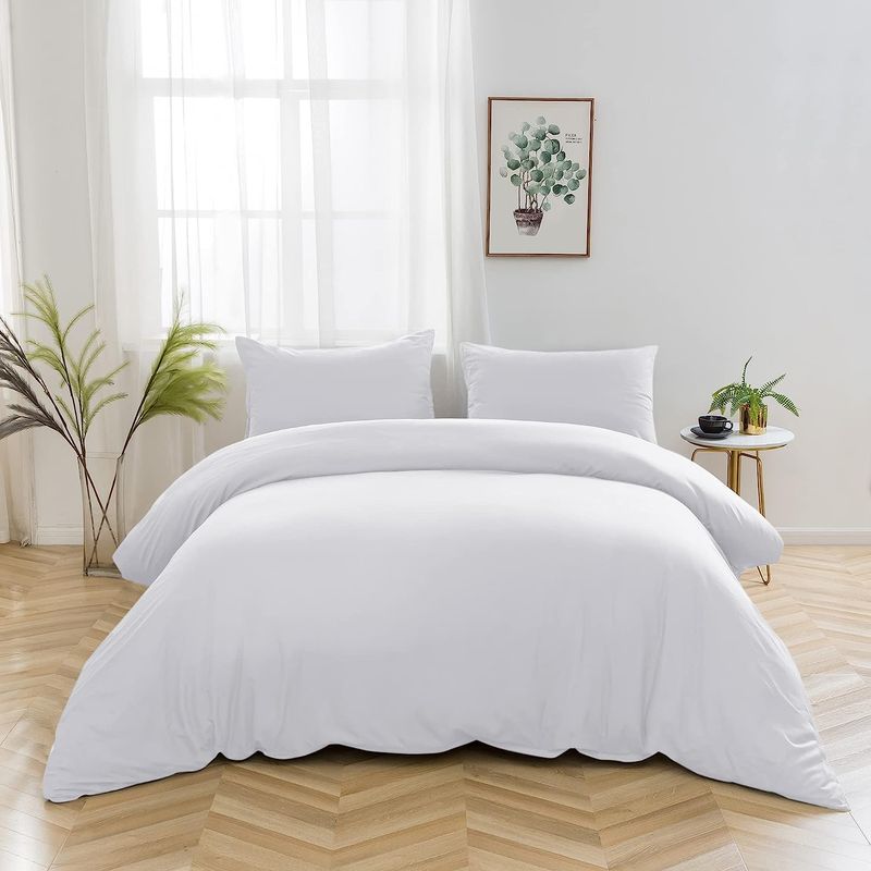 HAPPY BEAR - Combo Duvet Plumon Y Sabana Ajustable Queen Microfibra Blanco