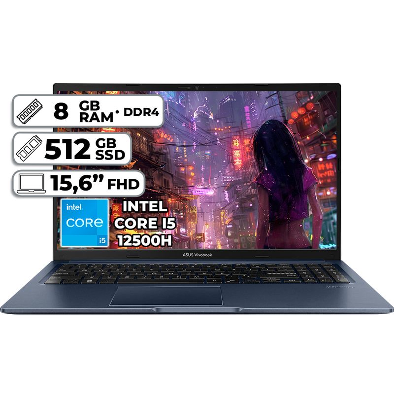 ASUS - PORTÁTIL ASUS X1502ZA-EJ2443 INTEL CORE I5-12500H 8GB RAM 512GB SSD 156 FHD
