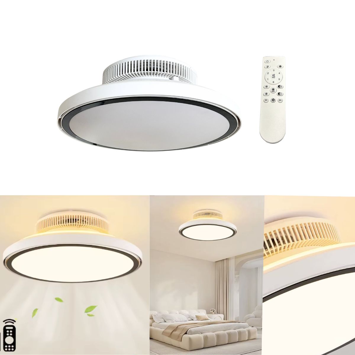 LE CAPRICE - Lámpara Ventilador De Techo Con Aspas Invisible Con Control