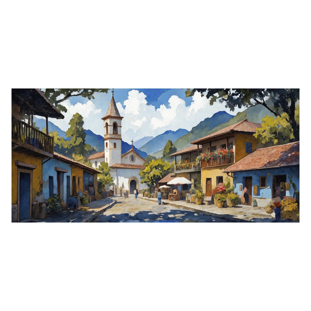 GENERICO - Lienzo Cuadro Decorativo Pueblito de Recuerdos 118x55Cm