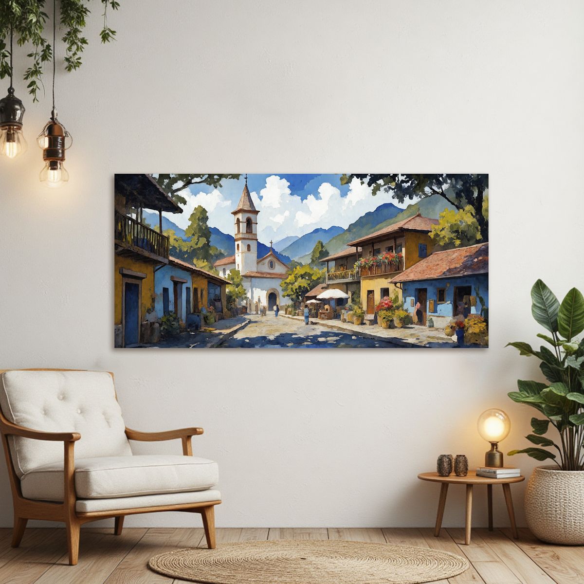 GENERICO - Lienzo Cuadro Decorativo Pueblito de Recuerdos 118x55Cm