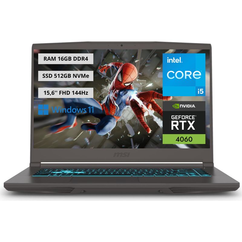 MSI - Portatil Gamer MSI Thin 15 Intel Core i5-13420H RAM 16GB SSD 512GB RTX 4060 8GB