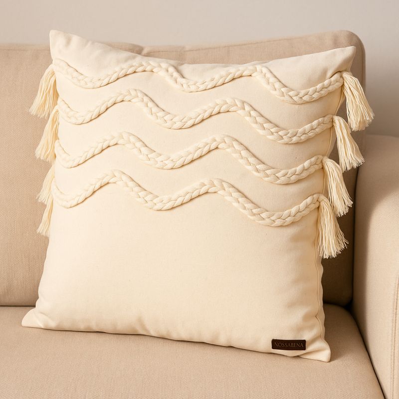 NOSSARENA - Funda de Cojin olas 45x45cm color beige