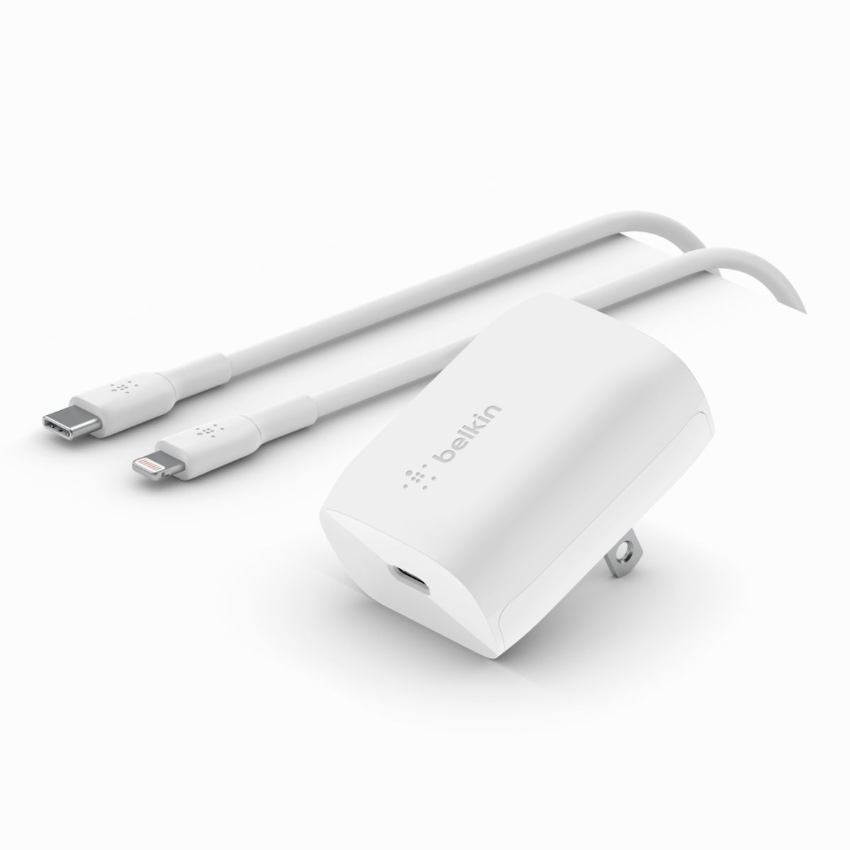 BELKIN - Cargador de Pared Belkin 20W USB-C + Cable USB-C a Lightning 1m  Blanco