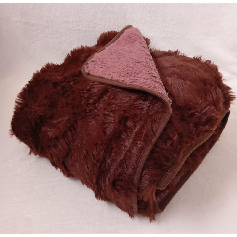 SIRENITAS - Cobija ovejera térmica peluche reversible cama doble 2x220 Cafe