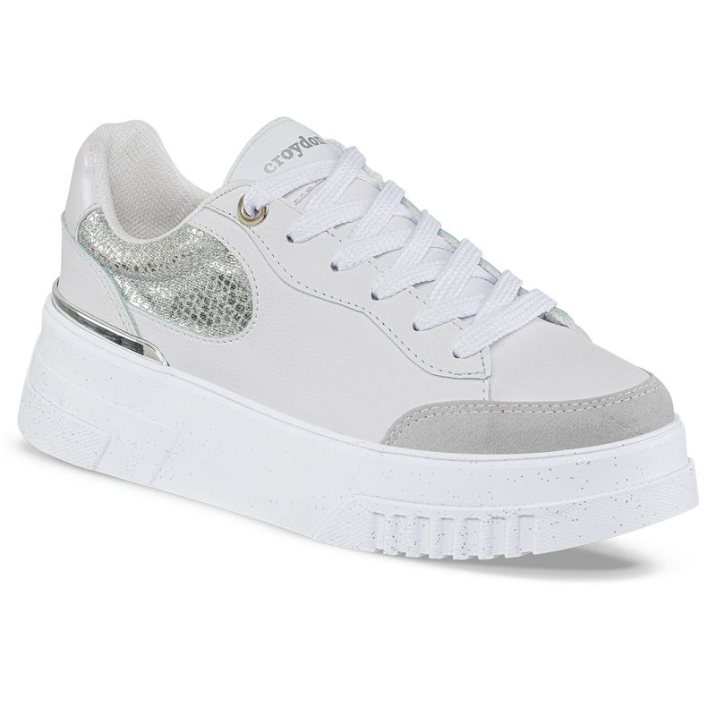 CROYDON - Tenis Urbanos Hailey Blanco-Plata para Mujer Croydon